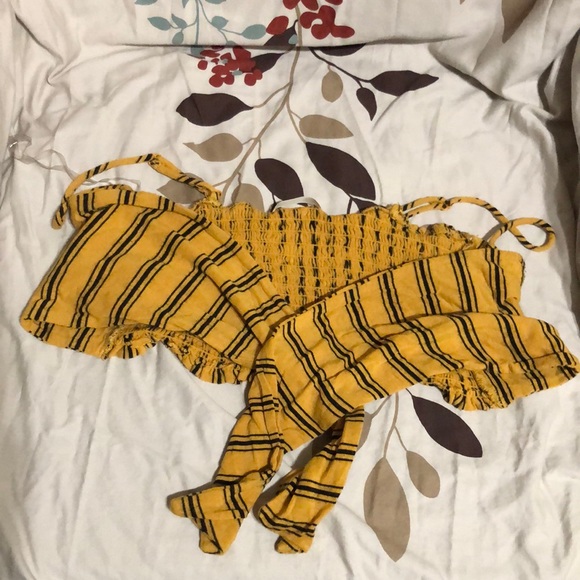 Yellow striped wrap top - Picture 2 of 5